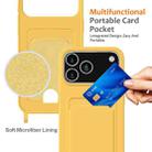 For iPhone 17 Pro Integrated Card Bag Solid Color Liquid Silicone Phone Case with Lanyard(Yellow) - 3