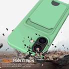 For iPhone 17 Integrated Card Bag Solid Color Liquid Silicone Phone Case with Lanyard(Green) - 2