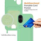 For iPhone 17 Integrated Card Bag Solid Color Liquid Silicone Phone Case with Lanyard(Green) - 3