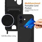 For iPhone 17 Integrated Card Bag Solid Color Liquid Silicone Phone Case with Lanyard(Black) - 3