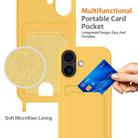For iPhone 17 Integrated Card Bag Solid Color Liquid Silicone Phone Case with Lanyard(Yellow) - 3