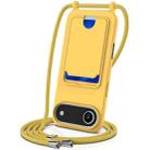 For iPhone 17 Air Integrated Card Bag Solid Color Liquid Silicone Phone Case with Lanyard(Yellow) - 1