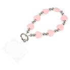 Mobile Phone Anti-lost Love Heart Bead Chain Short Lanyard(Pink) - 1