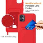 For Samsung Galaxy A05 Integrated Card Bag Solid Color Liquid Silicone Phone Case with Lanyard(Red) - 3