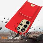 For Samsung Galaxy S23 Ultra 5G Integrated Card Bag Solid Color Liquid Silicone Phone Case with Lanyard(Red) - 2