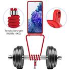 For Samsung Galaxy S20 FE Integrated Card Bag Solid Color Liquid Silicone Phone Case with Lanyard(Red) - 3