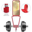 For Samsung Galaxy S23 FE 5G Integrated Card Bag Solid Color Liquid Silicone Phone Case with Lanyard(Red) - 3
