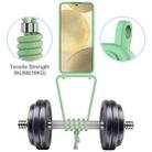 For Samsung Galaxy S23 FE 5G Integrated Card Bag Solid Color Liquid Silicone Phone Case with Lanyard(Green) - 3