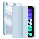 For iPad mini 6 ZGA Tri-Fold Voltage Smart Leather Tablet Case(Ice Blue) - 1