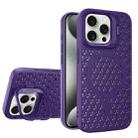 For iPhone 15 Pro Hollow Cooling Lens Holder MagSafe Magnetic TPU Phone Case(Purple) - 1