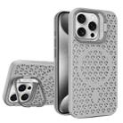 For iPhone 15 Pro Hollow Cooling Lens Holder MagSafe Magnetic TPU Phone Case(Grey) - 1