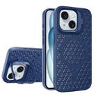 For iPhone 15 Plus Hollow Cooling Lens Holder MagSafe Magnetic TPU Phone Case(Blue) - 1