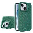 For iPhone 15 Plus Hollow Cooling Lens Holder MagSafe Magnetic TPU Phone Case(Green) - 1