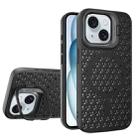 For iPhone 15 Plus Hollow Cooling Lens Holder MagSafe Magnetic TPU Phone Case(Black) - 1