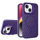 For iPhone 14 Plus Hollow Cooling Lens Holder MagSafe Magnetic TPU Phone Case(Purple) - 1