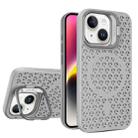 For iPhone 14 Plus Hollow Cooling Lens Holder MagSafe Magnetic TPU Phone Case(Grey) - 1