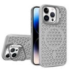 For iPhone 14 Pro Hollow Cooling Lens Holder MagSafe Magnetic TPU Phone Case(Grey) - 1