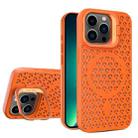 For iPhone 13 Pro Max Hollow Cooling Lens Holder MagSafe Magnetic TPU Phone Case(Orange) - 1
