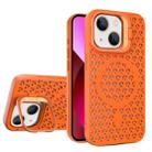 For iPhone 13 Hollow Cooling Lens Holder MagSafe Magnetic TPU Phone Case(Orange) - 1