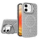 For iPhone 12 Hollow Cooling Lens Holder MagSafe Magnetic TPU Phone Case(Grey) - 1