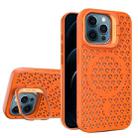 For iPhone 12 Pro Max Hollow Cooling Lens Holder MagSafe Magnetic TPU Phone Case(Orange) - 1