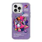 For iPhone 15 Pro Max Illustration Pattern Radiation Design Full Coverage Shockproof Phone Case(Purple Astronaut) - 1