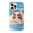 For iPhone 15 Pro Max Illustration Pattern Radiation Design Full Coverage Shockproof Phone Case(Cat) - 1