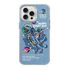 For iPhone 15 Pro Illustration Pattern Radiation Design Full Coverage Shockproof Phone Case(Blue Astronaut) - 1