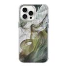 For iPhone 15 Pro Illustration Pattern Radiation Design Full Coverage Shockproof Phone Case(Green Wash Painting) - 1