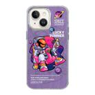 For iPhone 15 Illustration Pattern Radiation Design Full Coverage Shockproof Phone Case(Purple Astronaut) - 1