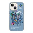 For iPhone 15 Illustration Pattern Radiation Design Full Coverage Shockproof Phone Case(Blue Astronaut) - 1