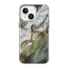 For iPhone 14 Illustration Pattern Radiation Design Full Coverage Shockproof Phone Case(Green Wash Painting) - 1