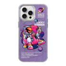 For iPhone 14 Pro Max Illustration Pattern Radiation Design Full Coverage Shockproof Phone Case(Purple Astronaut) - 1