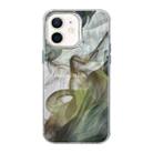 For iPhone 12 Illustration Pattern Radiation Design Full Coverage Shockproof Phone Case(Green Wash Painting) - 1