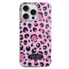 For iPhone 15 Pro Max Glitter Powder Leopard Print PC + TPU Phone Case(Pink) - 1