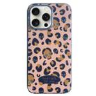 For iPhone 15 Pro Glitter Powder Leopard Print PC + TPU Phone Case(Brown) - 1