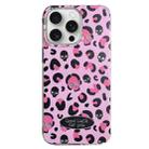 For iPhone 15 Pro Glitter Powder Leopard Print PC + TPU Phone Case(Pink) - 1