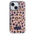 For iPhone 15 Glitter Powder Leopard Print PC + TPU Phone Case(Brown) - 1