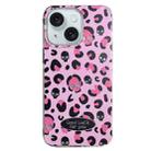 For iPhone 15 Glitter Powder Leopard Print PC + TPU Phone Case(Pink) - 1