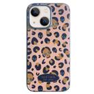 For iPhone 14 Glitter Powder Leopard Print PC + TPU Phone Case(Brown) - 1