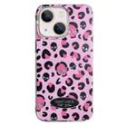 For iPhone 14 Glitter Powder Leopard Print PC + TPU Phone Case(Pink) - 1