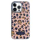 For iPhone 14 Pro Max Glitter Powder Leopard Print PC + TPU Phone Case(Brown) - 1