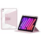 For iPad mini 6 ZGA Tri-Fold 360 Rotation Smart Leather Tablet Case(Pink) - 1