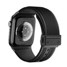 For Apple Watch SE 2023 44mm Vertical Texture Black Buckle Elastic Silicone Watch Band(Black) - 2