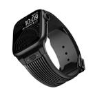 For Apple Watch SE 2023 44mm Vertical Texture Black Buckle Elastic Silicone Watch Band(Black) - 3