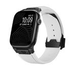 For Apple Watch SE 2023 44mm Vertical Texture Black Buckle Elastic Silicone Watch Band(White) - 1