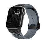 For Apple Watch SE 2023 44mm Vertical Texture Black Buckle Elastic Silicone Watch Band(Grey) - 1