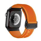 For Apple Watch SE 2023 44mm Vertical Texture Black Buckle Elastic Silicone Watch Band(Orange) - 2