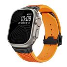 For Apple Watch Ultra 2 49mm Vertical Texture Black Buckle Elastic Silicone Watch Band(Orange) - 1