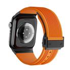 For Apple Watch Series 9 45mm Vertical Texture Black Buckle Elastic Silicone Watch Band(Orange) - 2